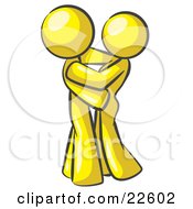 Yellow Man Gently Embracing His Lover Symbolizing Marriage And Commitment by Leo Blanchette