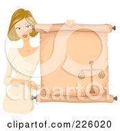 Blond Libra Girl Holding A Scroll Sign