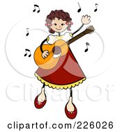 Poster, Art Print Of Stick Girl Dancing And Playing A Guitar