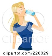 Pretty Blond Woman Drinking A Glass Of Water