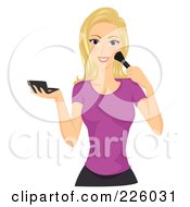Royalty Free RF Clipart Illustration Of A Pretty Woman Applying Blush