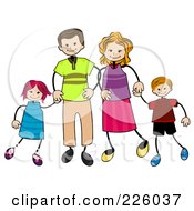 Poster, Art Print Of Stick Boy And Girl With Their Mom And Dad