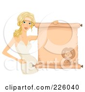 Poster, Art Print Of Blond Leo Girl Holding A Scroll Sign