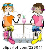 Royalty Free RF Clipart Illustration Of Stick Girls Sitting At A Table