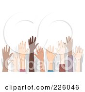 Royalty Free RF Clipart Illustration Of A Crowd Of Diverse Raised Hands by BNP Design Studio