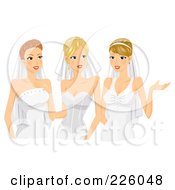 Poster, Art Print Of Three Happy Brides In Desses And Veils