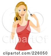 Royalty Free RF Clipart Illustration Of A Pretty Woman Applying Mascara