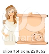 Brunette Pisces Girl Holding A Scroll Sign