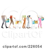 Poster, Art Print Of Feet Of People Shopping In A Grocery Store