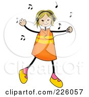 Stick Girl Dancing And Listening To Music