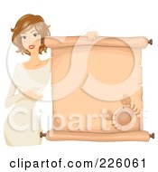 Royalty Free RF Clipart Illustration Of A Brunette Cancer Girl Holding A Scroll Sign
