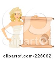 Blond Aquarius Girl Holding A Scroll Sign