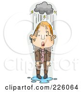 Poster, Art Print Of Businessman Caught In The Rain