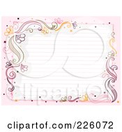 Poster, Art Print Of Ruled Paper Bordered With Flourishes And Pink