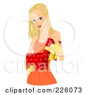 Royalty Free RF Clipart Illustration Of A Pretty Woman Opening A Gift Box