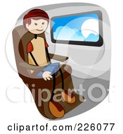 Poster, Art Print Of Stick Boy Sitting By A Window On A Plane