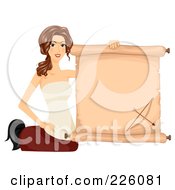 Royalty Free RF Clipart Illustration Of A Brunette Sagittarius Girl Holding A Scroll Sign