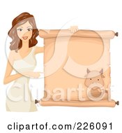 Royalty Free RF Clipart Illustration Of A Brunette Capricorn Girl Holding A Scroll Sign