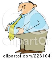 Fat Businessman Standing And Grabbing His Belly Fat