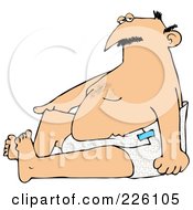 Royalty Free RF Clipart Illustration Of A Bald Chubby Man Sitting In A Diaper