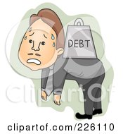 Royalty Free RF Clipart Illustration Of A Businessman Walking Around With Heavy Debt On His Back
