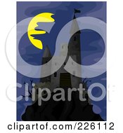 Royalty Free RF Clipart Illustration Of A Creepy Castle On A Hill Under A Foggy Night Sky
