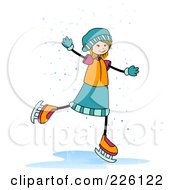Poster, Art Print Of Stick Girl Ice Skating In The Snow