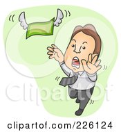 Poster, Art Print Of Businessman Chasing And Reaching For Flying Money