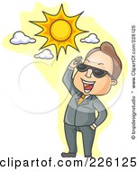 Poster, Art Print Of Businessman Smiling Up At The Sun And Looking Through Shades