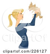 Poster, Art Print Of Beautiful Woman Holding Up Her Puppy