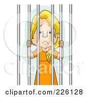 Royalty Free RF Clipart Illustration Of A Jailed Woman In Orange
