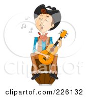 Poster, Art Print Of Wild West Cowboy Singing And Playing A Guitar