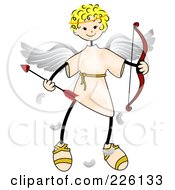 Poster, Art Print Of Stick Cupid Boy With A Bow And Arrow