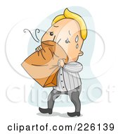 Nauseated Man Breathing Into A Paper Bag
