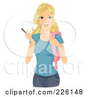 Poster, Art Print Of Beautiful Blond College Student Holding A Pen