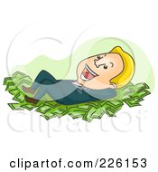 Poster, Art Print Of Businessman Resting On A Bed Of Cash
