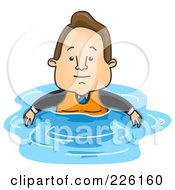 Businessman Floating In Water With A Life Vest