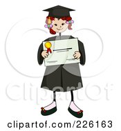 Poster, Art Print Of Stick Girl Graduate Holding A Certificate