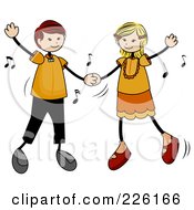 Poster, Art Print Of Stick Boy And Girl Dancing To Music