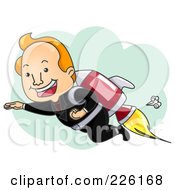 Businessman Launching Off With A Rocket