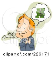 Royalty Free RF Clipart Illustration Of A Businessman Smelling A Financial Opportunity by BNP Design Studio