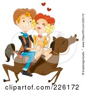Wild West Couple Riding A Horse