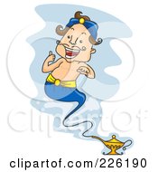 Royalty Free RF Clipart Illustration Of A Happy Genie Holding A Thumb Up Over His Lamp