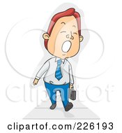Poster, Art Print Of Businessman Yawning And Walking To Work