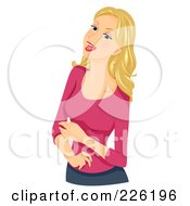 Poster, Art Print Of Beautiful Woman Laughing In A Pink Sweater