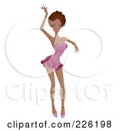 Royalty Free RF Clipart Illustration Of A Beautiful Black Woman Dancing In A Purple Dress And Heels