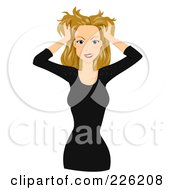 Royalty Free RF Clipart Illustration Of A Beautiful Woman With An Itchy Scalp