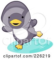 Poster, Art Print Of Cute Baby Penguin Playing On Ice