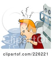 Royalty Free RF Clipart Illustration Of A Man Throwing Up Over The Edge Of A Ship