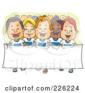 Royalty Free RF Clipart Illustration Of A Group Of Supporters Walking With A Banner